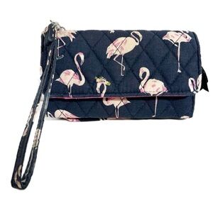 Vera Bradley Flamingo 🦩 Print Quilted Wristlet Wallet Snap Closures Fully Lined